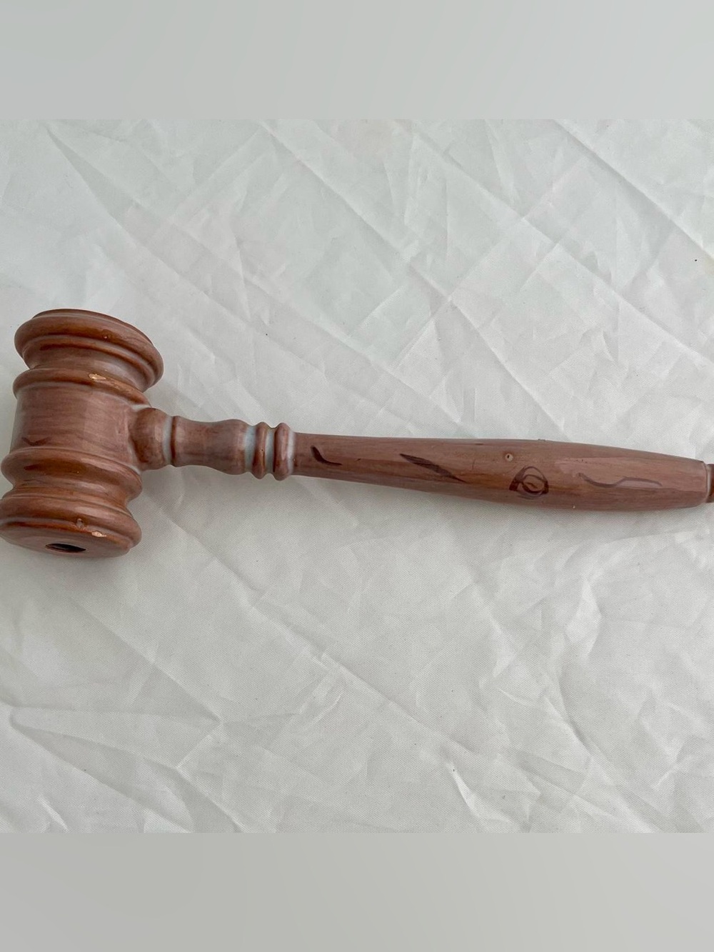 Vintage Ceramic Judges Hammer Gavel
